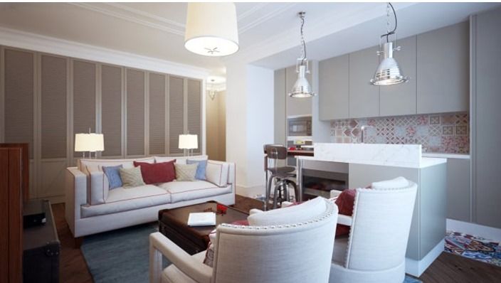 Описание: гостиная в дизайне 3-комнатной квартиры